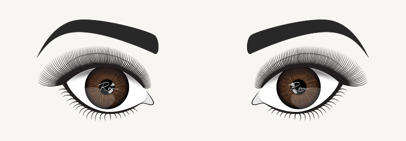 Visual guide on applying eyelash extensions for rounded eyes to soften the look and avoid overexposure.