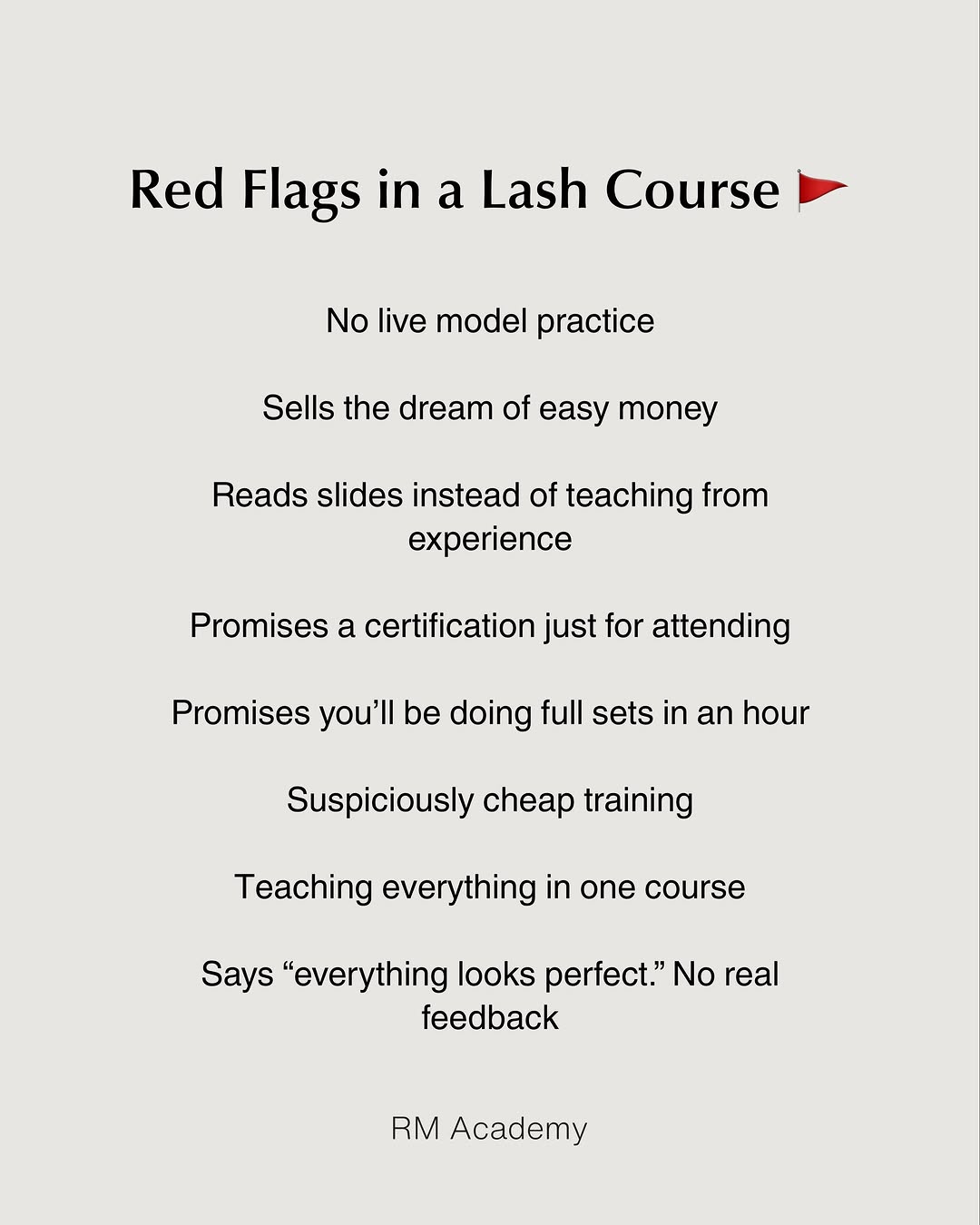 What is the biggest red flag for you? 🚩 Not all lash courses are created equal. Before investing your time and